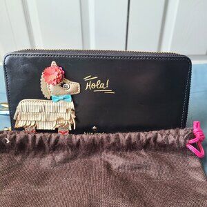 KATE SPADE Haute Stuff Piñata Applique Lacey Smooth Leather Clutch Wallet